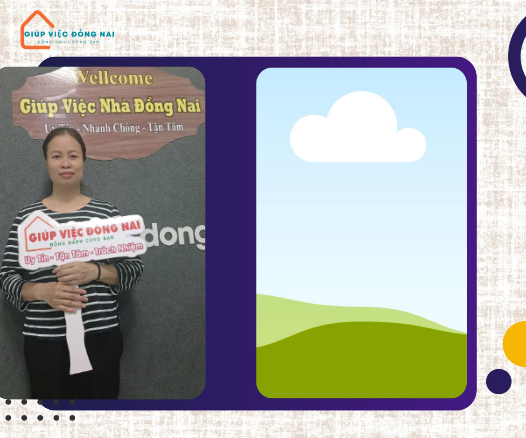 Chị NGUYỄN THỊ QUẾ, sinh năm 1973, quê Thái Bình cần tìm việc